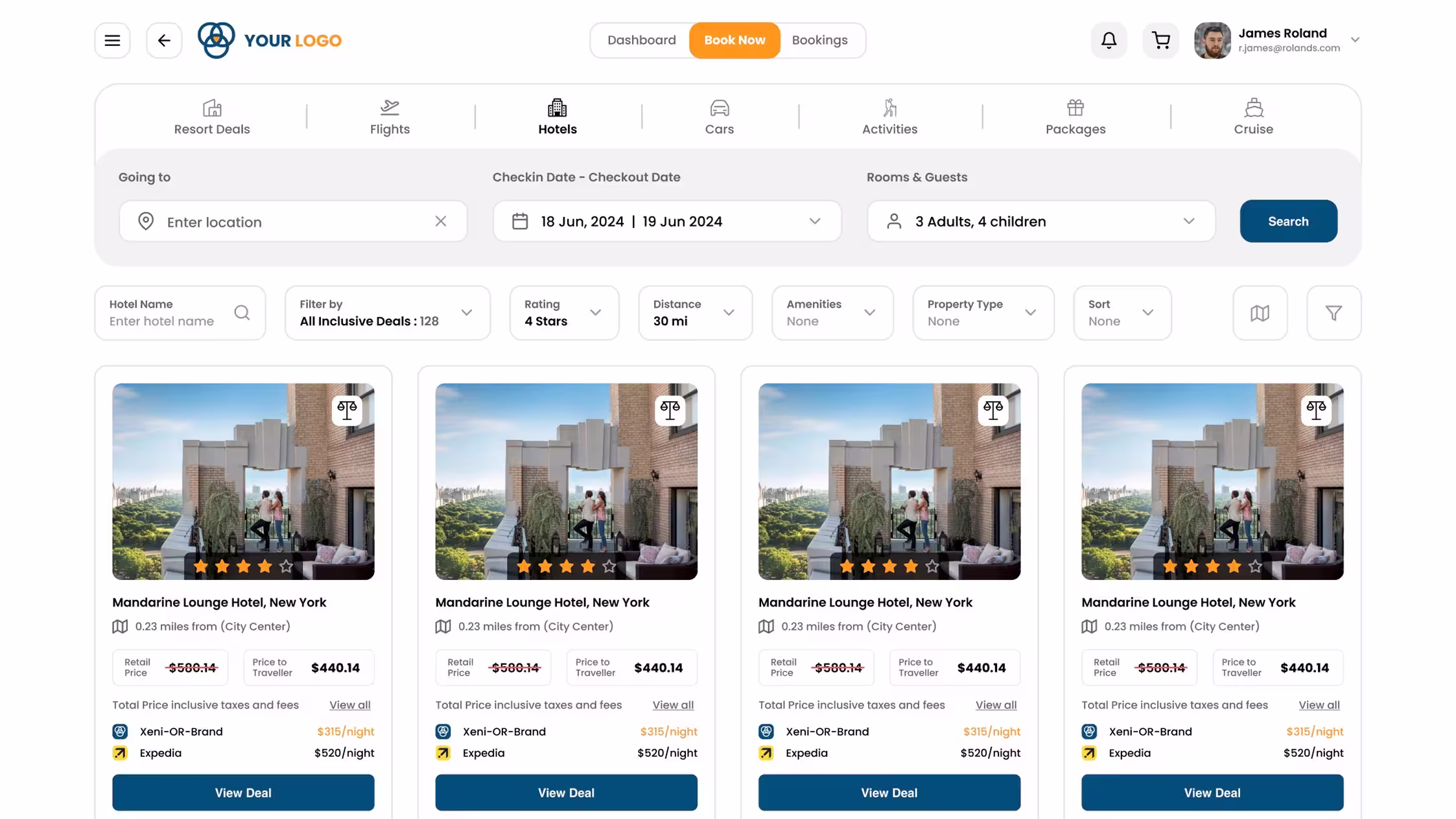 Xeni product design and booking experience
